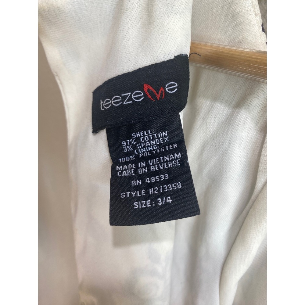 Teezeme Ivory Floral Pleated Mini Dress Size 3/4 Sleeveless Eyelet Pockets Cute‎ - Picture 3 of 13